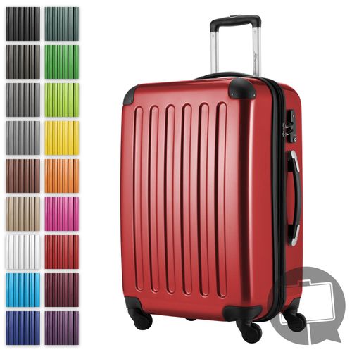 HAUPTSTADTKOFFER Alex - Hartschalen-Koffer erweiterbar mit 4 Rollen Check-In Trolley Reisekoffer mit Dehnfalte Check-In Gepäck 158cm Hardcase Luggage 65 cm, 74 Liter,Rot