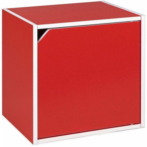 Würfelregal 35 cm modulares Bücherregal moderne Möbel -Würfel mit Tür / Rot
