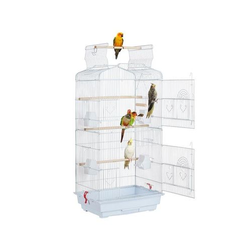 Yaheetech - Vogelkäfig Vogelvoliere Tierkäfig Vogelhaus für Papagei Wellensittich 46 x 35.5 x 104.5cm Weiß