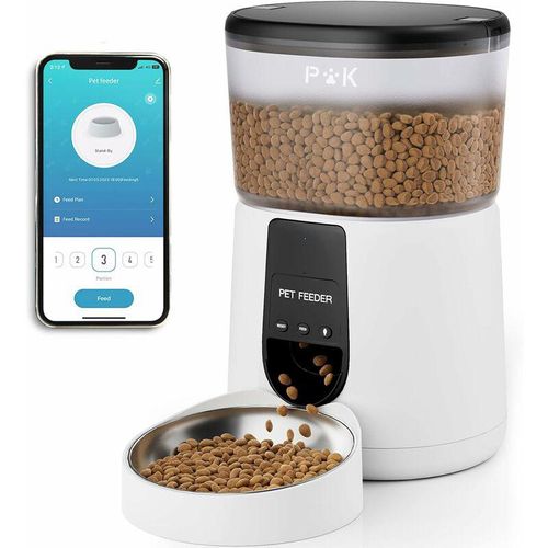 Automatischer Katzenfutterspender, 2,4 g WiFi, 4 l Katzen- und Hundefutterspender, verbundene App, 10 Sekunden Sprachaufzeichnung, 1–10 Mahlzeiten