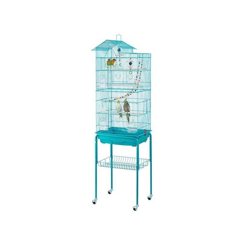 Yaheetech - Vogelkäfig Wellensittich Kanarien Käfig mit Vogelspielzeug mit Ständer 46 x 35,5 x 158,5 cm Blau