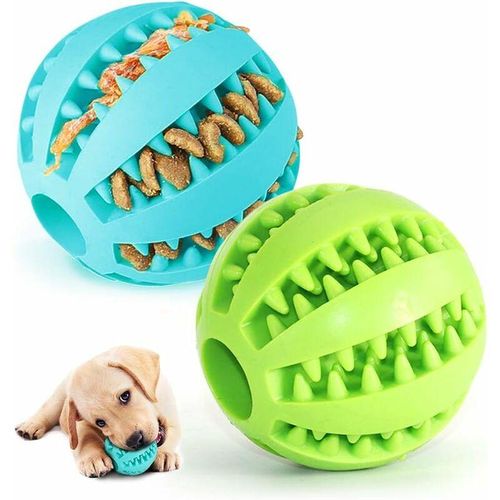 2 Hundespielzeugbälle,Hundekauball aus Gummi für saubere Zähne, ungiftiges bissfestes Spielzeug,Interaktiver IQ-Puzzle-Trainingsspielzeugball für