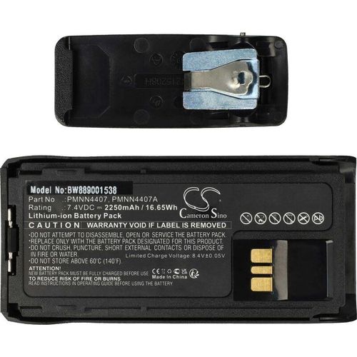 Akku kompatibel mit Motorola R7, R7a Funkgerät, Walkie Talkie (2250 mAh, 7,4 v, Li-Ion) + Gürtelclip - Vhbw