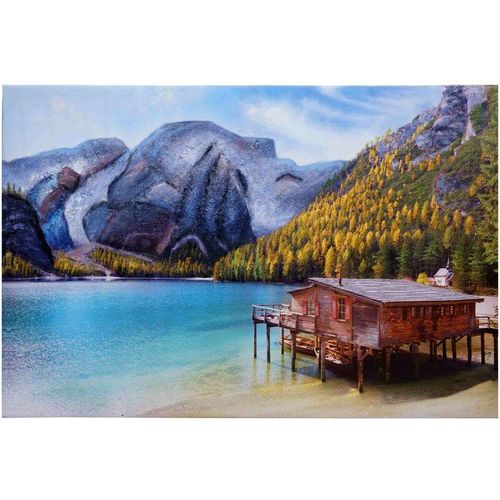 HHG - Wandgemälde Landschaft 770, Leinwandbild Sandgemälde Gemälde, handgemaltes xl Wandbild 80x120cm - multicolour