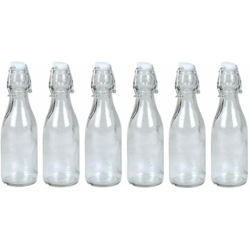 Drahtbügelflasche 6er-Set 0,25 Liter Glasflasche Bügelflaschen Bügelverschluss