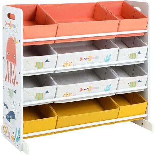 Songmics - Spielzeugregal, Kinderzimmerregal mit 12 Stoffboxen, für Bücher und Spielzeug, Spielzeug-Organizer, Kinderzimmer, für Kinder,