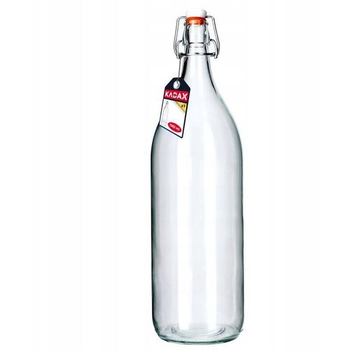 Glasflasche, Obstlikörflasche, vintage Flasche aus Sodaglas, transparente Bügelflasche, Bügelv - Kadax