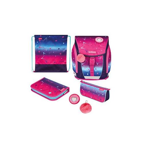 herlitz Schulranzen-Set FiloLight Plus Pink Stars Kunstfaser pink