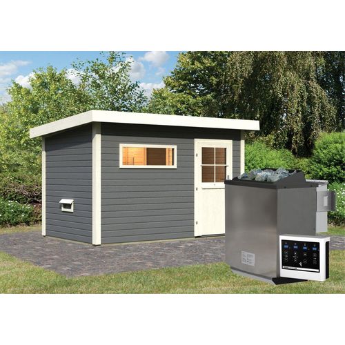 Saunahaus Seve SET terragrau 9kW Bioofen