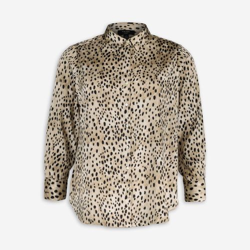 Beige & schwarzes Hemd mit Leopardenmuster