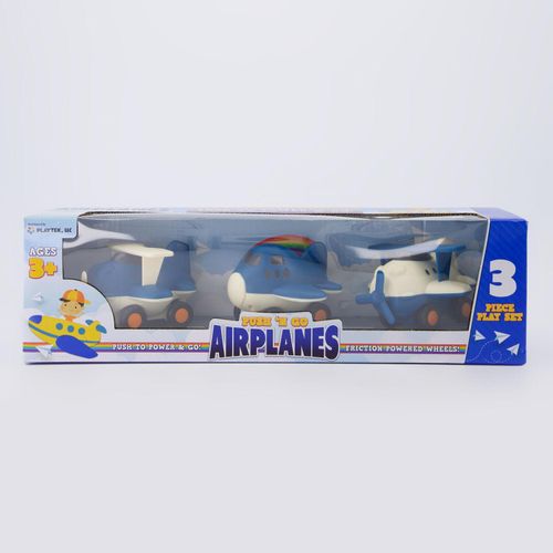 3er-Pack blaue Push-and-Go-Flugzeuge