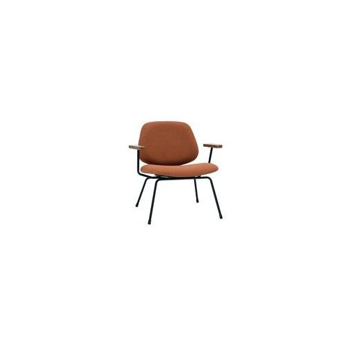 Design-Sessel aus Stoff mit Bouclé-Wolleffekt in Terracotta, schwarzem Metall und dunklem Holz BARNET