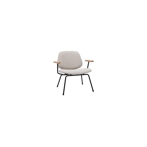 Design-Sessel im beigen Samtdesign mit schwarzem Metall und hellem Holz BARNET