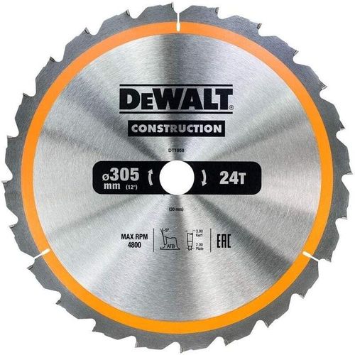 Dewalt - DT1958-QZ - Klinge für stationäres Kreissägeblatt 305x30mm 40D atb +10°, für stationäres Kreissägeblatt 305x30mm 40D atb +10°.