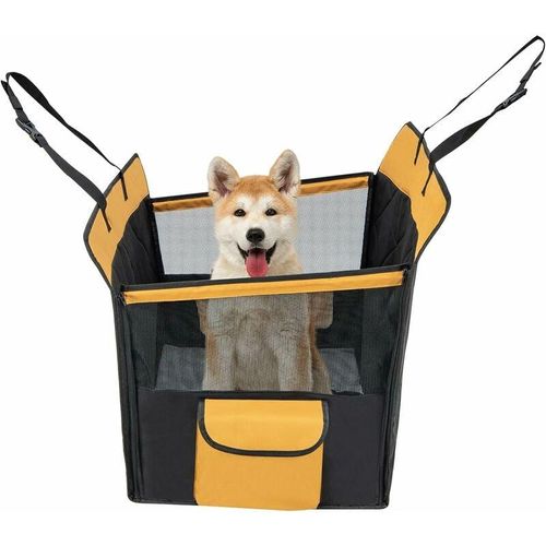 Costway - Hunde Autositz, Auto Hundesitz wasserabweisend, Hundeautositz mit Seitentasche & Gurten, Faltbare Hundedecke für kleine & mittelgroße Hund,