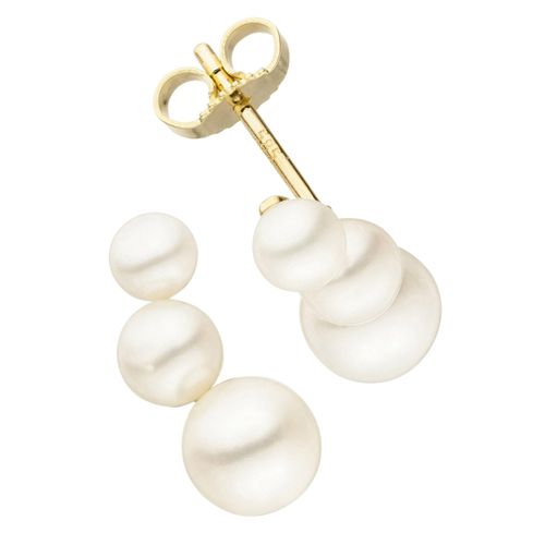 Perlenohrringe JOBO "Ohrringe mit 6 Perlen" Ohrringe Gr. Gelbgold 585-Perlen, gelb (gelbgold 585) Damen Perlenohrringe
