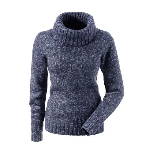 Rollkragenpullover ANISTON CASUAL, Damen, Gr. 44, blau (blau, meliert), Grobstrick, Obermaterial: 100% Polyacryl, meliert, casual, figurbetont hüftbedeckend, Langarm breiter Bund, Pullover