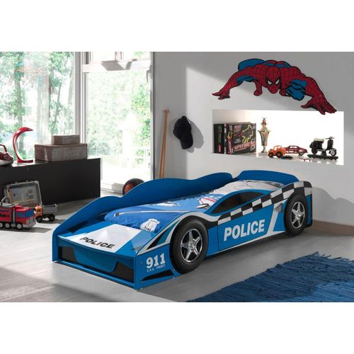 Kinderbett Police Car 70 x 140 cm blau lackiert