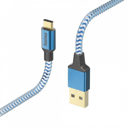 Hama 201558 Ladekabel Reflective USB-A zu USB-C Nylon 1,5m blau