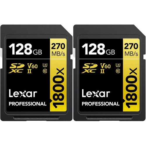 Lexar Professional SDXC Gold 128GB 1800x UHS-II V60 2er-Pack