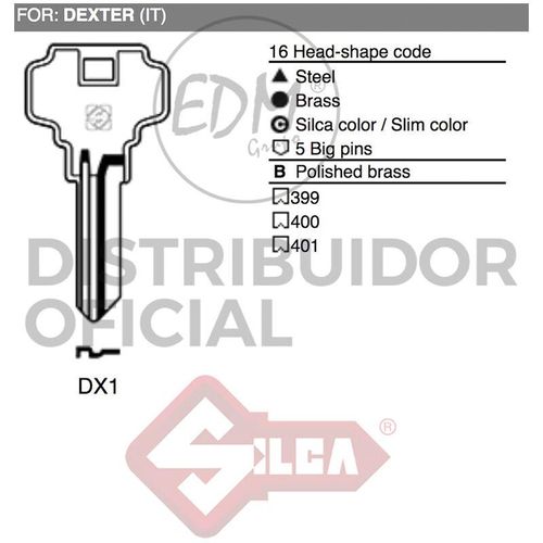 E3/12686 llave acero DX1 dexter