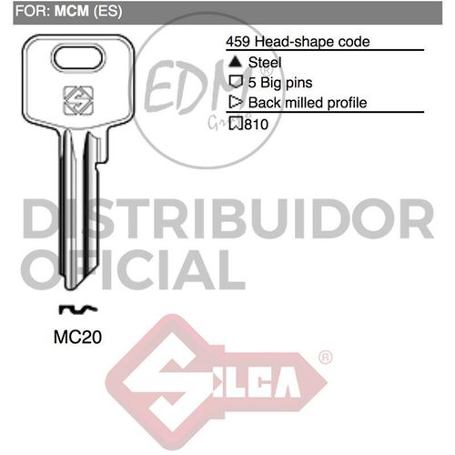 E3/12169 llave acero grupo 1 MC20 mcm