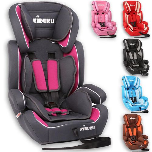 Kiduku - Autokindersitz Kinderautositz Autositz Kindersitz 9-36kg Gruppe 1+2+3 Grau/Pink