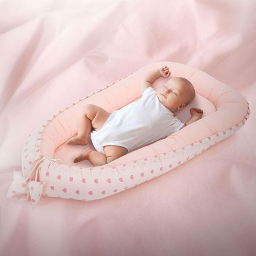 Babynest aus Baumwolle, 90x50 cm, Rosa, 2-Teilig, antiallergisch - Joyz