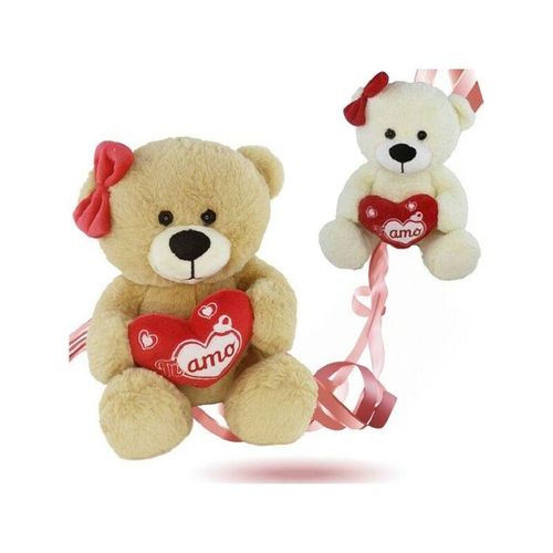 Trade Shop Traesio - teddybär mit schleife und herz geschrieben ich liebe dich 30 cm valentine 92621