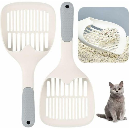 Katzenstreu-Schaufel, 2 Stück Tragbare Haustier-Schaufel aus Kunststoff, Katzenstreu-Schaufel mit rutschfestem Griff für