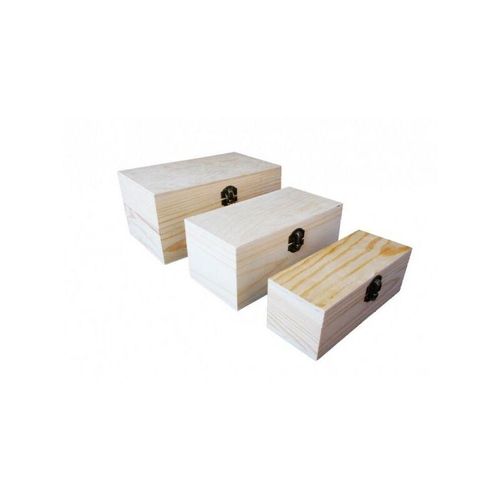 Trade Shop Traesio - set 3 stück matrioska boxen rechteckig holzschmuckbox decoupage