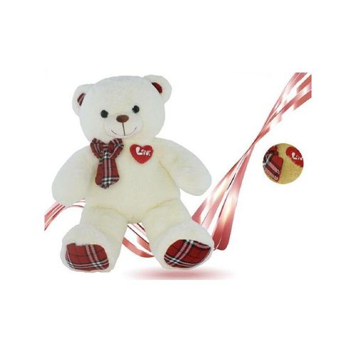 Trade Shop Traesio - teddybär mit schleife herz 30CM hoch valentine farben sortiert 94359