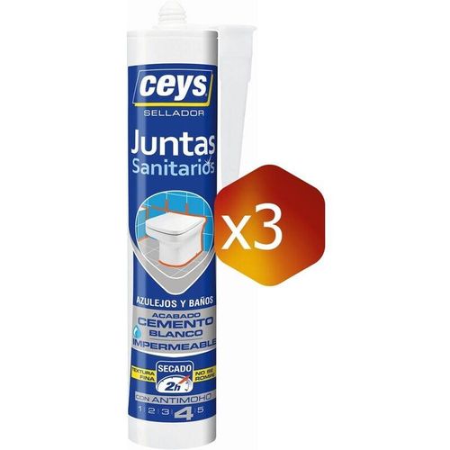 Pack de 3 cartuchos Ceys Sellador de juntas para sanitarios (∼300 ml.)