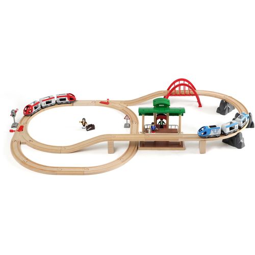 Spielzeug-Eisenbahn BRIO "BRIO WORLD, Großes Bahn Reisezug Set" Spielzeugfahrzeuge beige (natur) Kinder Ab 3-5 Jahren