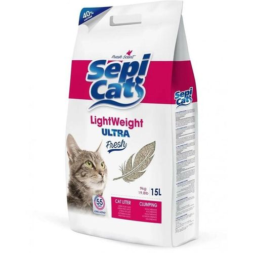 Sepicat - Katzenstreu 15 Liter Lightweight Ultra Fresh saugfähige Streu, saugfähige Streu für Haustiere Exclusives Angebot