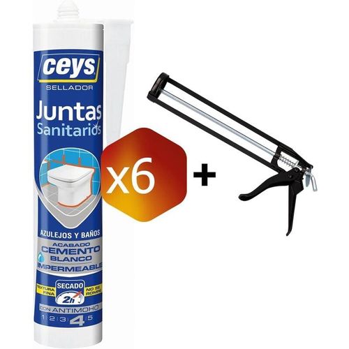 Ceys - Pack de 6 cartuchos Sellador de juntas para sanitarios (∼300 ml.)