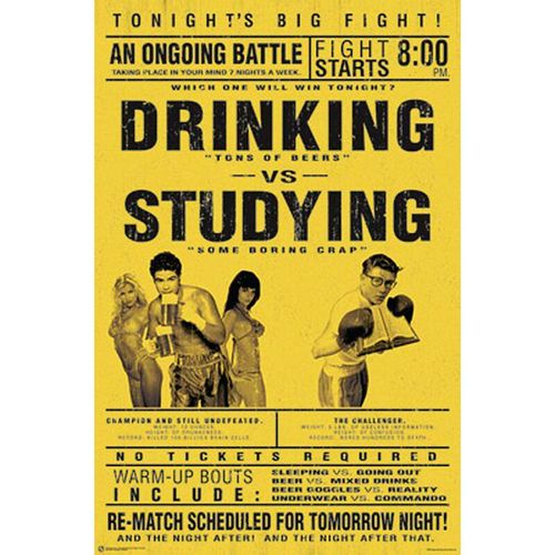 Drinking vs. Studying Poster Studenten Poster