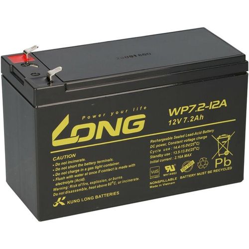 Kung Long VdS WP7.2-12A F1 12V 7,2 Ah Blei agm Akku 4,8mm Faston