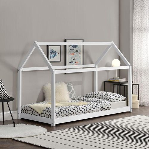 [en.casa] - Kinderbett Netstal 80x160 cm Holz Weiß Weiß