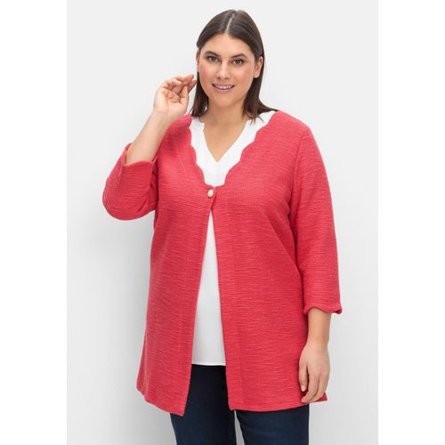 Strickjacke mit Knopfverschluss, aus Bouclé-Qualität, rot, Gr.48