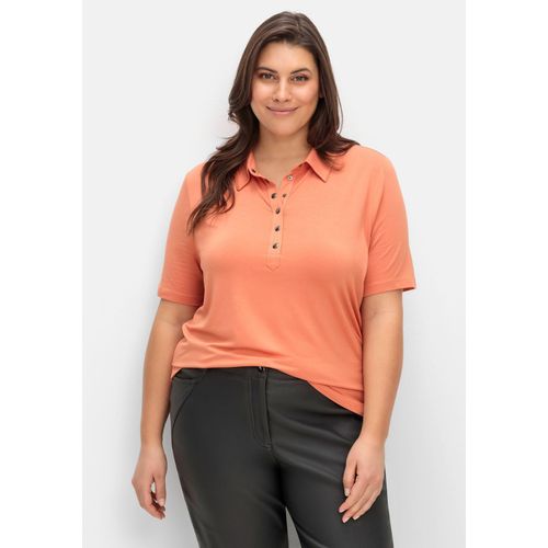 Poloshirt mit Metall-Druckknöpfen, papaya, Gr.46