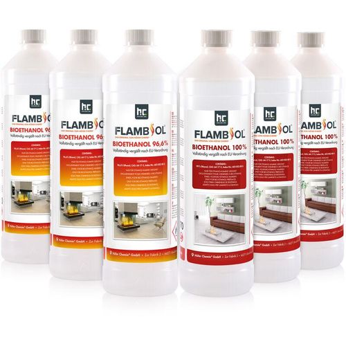 Flambiol - Bioethanol 1l ® Probierset 3x 1l Bioethanol 96,6% + 3x 1l Bioethanol 100%
