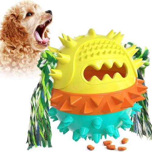 Minkurow - Kauspielzeug für Hunde, Hundezahnbürsten-Spielzeug, fließender Futterball mit Seil, Zahnreinigung für Hundewelpen (Blau 2)