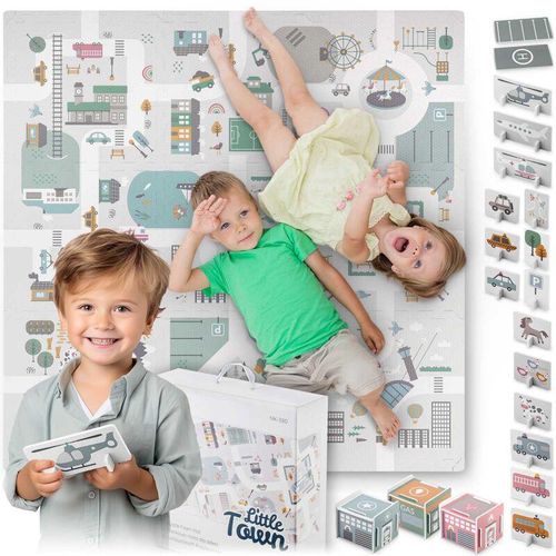 Schaumstoff-Puzzlematte 105 x 105 cm + Nukido Town Schaumstofffiguren