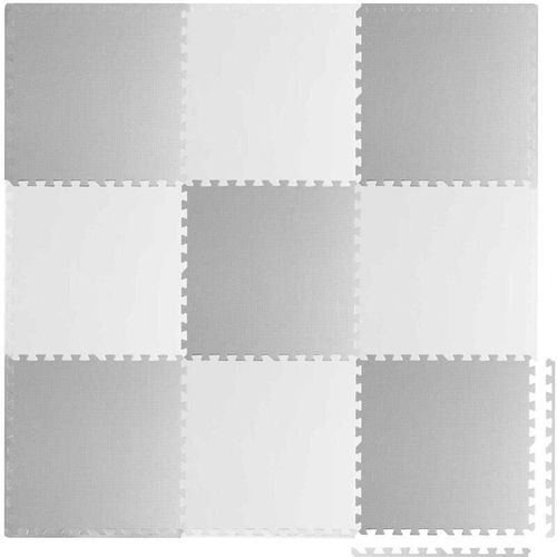 Weiße und graue Schaumstoff-Puzzlematte 60 x 60 cm 9-tlg.