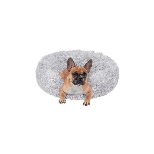 Springos - Hundebett 100 cm, graues Plüschbett für Hund und Katze