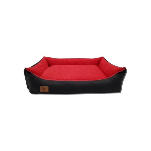 Hundebett - 100 x 70 cm - waschbarer Bezug - wasserdicht - Hundebett - Kissen - rot/schwarz