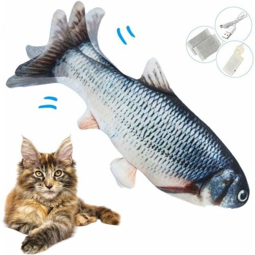 Minkurow - Elektrischer Spielzeugfisch, Elektrischer Katzenminzenfisch, USB-Katzenspielzeugfisch mit Katzenminze für Katzen und Kätzchen,