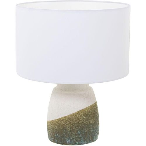 Beige/grüner Keramiktischlampe Text. Sand 1xe27-60W ° 35x42cm, Basi