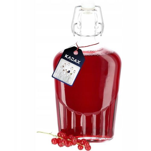 Kadax - Obstlikörflasche mit Bügelverschluss, Bügelflasche, vintage Glasflasche, robuste Flasche aus s